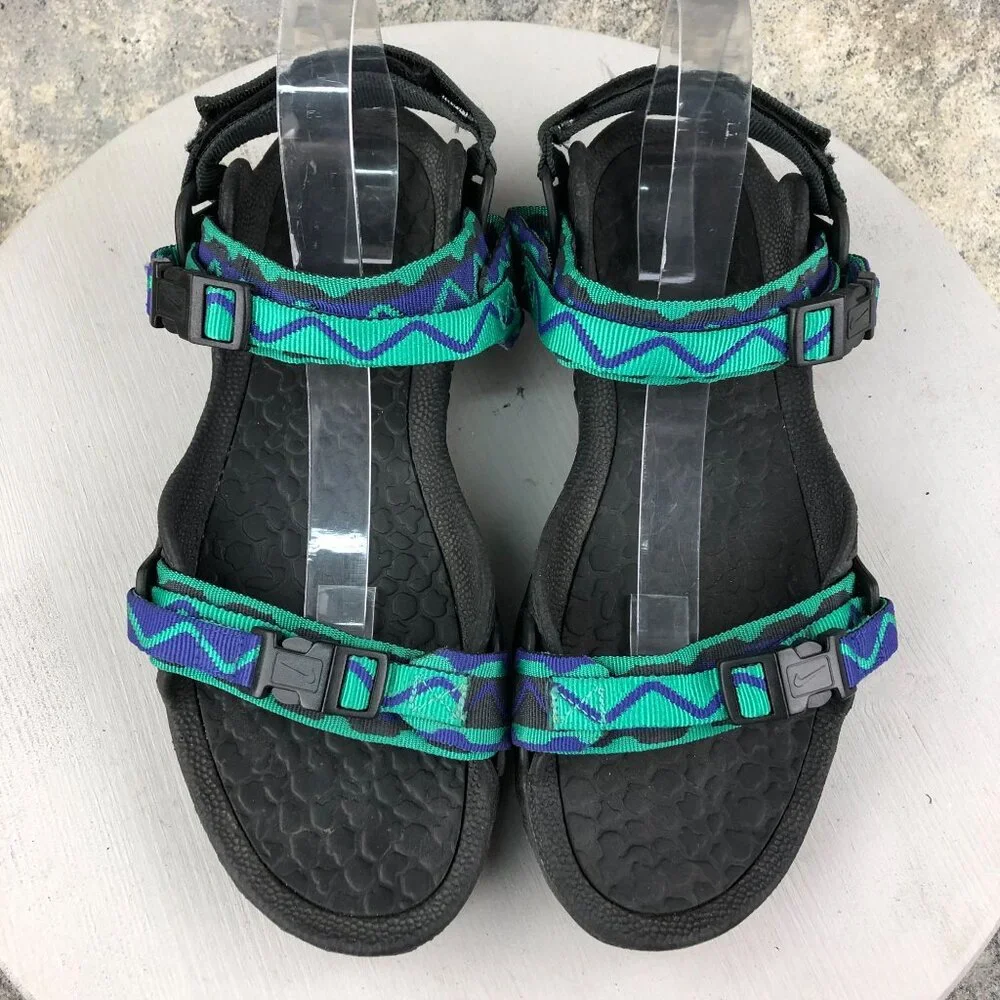Nike VTG 90's Men's 12 ACG Deschutz+ Blue Green Buckle Outdoor Water Sandals